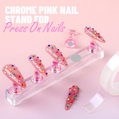 FANDAMEI Nail Art Brushes Kit - Complete Set with Dotting Tools, Rhinestones, Pearls, Charms, Gems, Stickers, and Nail Stand for Press-On Nails