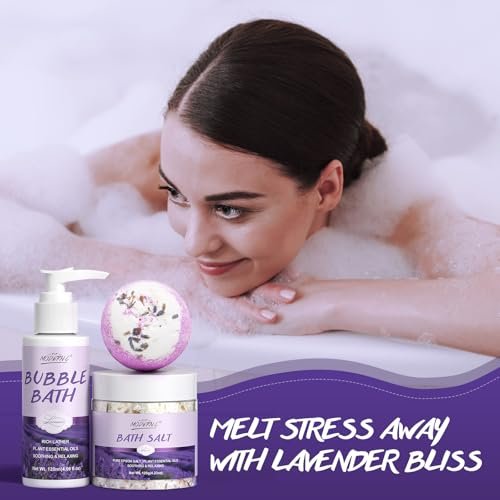 Lavender Relaxing Bath Gift Set for Women – 8-Piece Spa Gift Basket with Shea Butter & Essential Oil Avelisse
