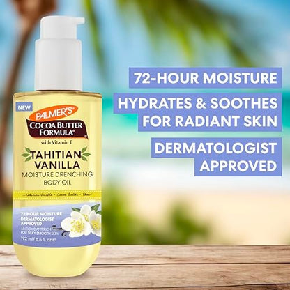 Palmer's Cocoa Butter Formula Glow & Hydrate Bundle: Tahitian Vanilla Body Lotion (13.5 Oz) + Body Oil (6.5 Fl Oz) for Radiant, Glowing Skin Avelisse