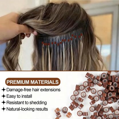 1000PCS Silicone Hair Extensions Beads - 5mm Lined Micro Links Beads in 5 Colors, Professional Hair Styling Tool Kit for Extensions