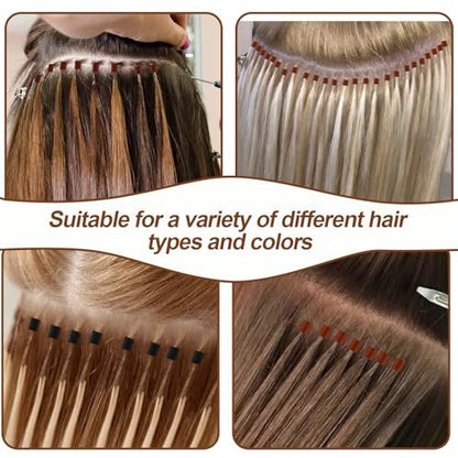 1000PCS Silicone Hair Extensions Beads - 5mm Lined Micro Links Beads in 5 Colors, Professional Hair Styling Tool Kit for Extensions
