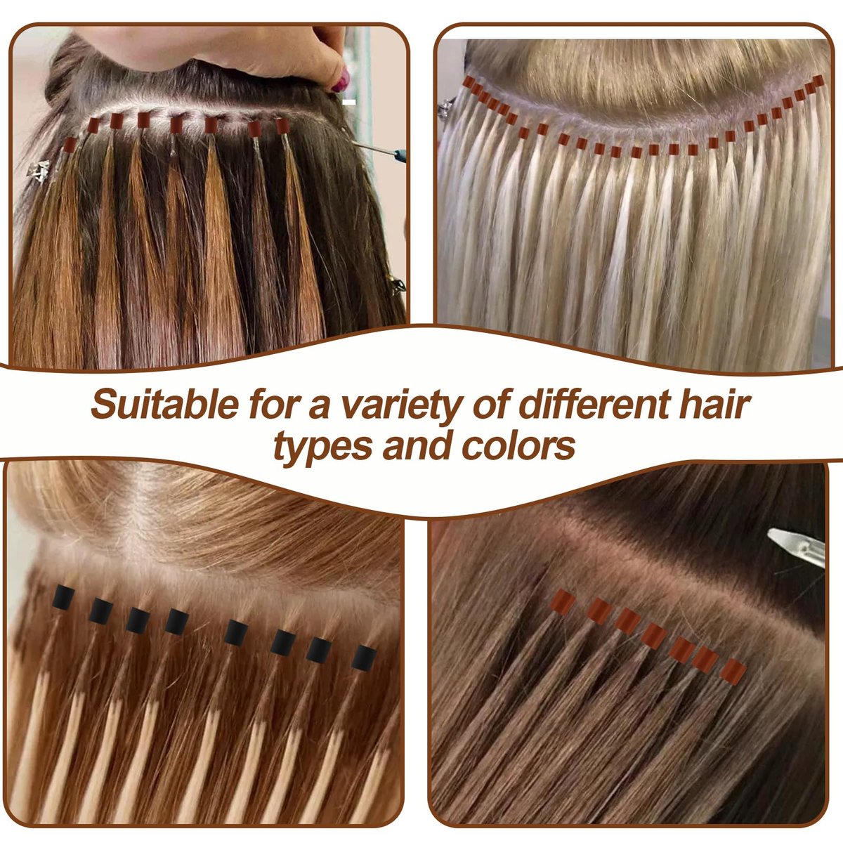 1000PCS Silicone Hair Extensions Beads - 5mm Lined Micro Links Beads in 5 Colors, Professional Hair Styling Tool Kit for Extensions - görsel 10