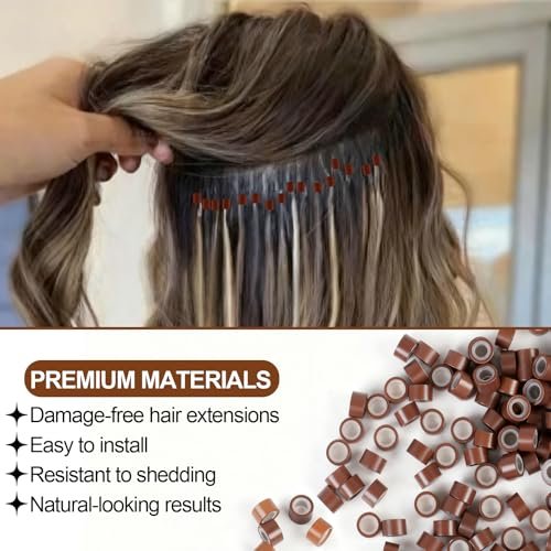 1000PCS Silicone Hair Extensions Beads - 5mm Lined Micro Links Beads in 5 Colors, Professional Hair Styling Tool Kit for Extensions - görsel 13