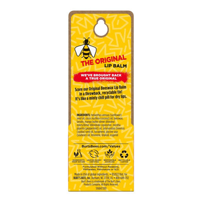 Burt's Bees Original Beeswax Lip Balm Tin – 0.3 oz All-Natural Moisturizing Lip Care