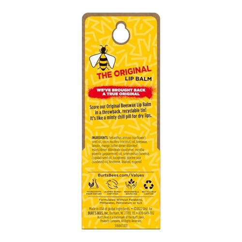 Burt's Bees Original Beeswax Lip Balm Tin – 0.3 oz All-Natural Moisturizing Lip Care - görsel 4