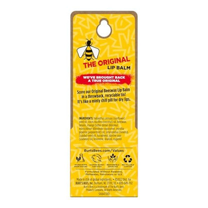 Burt's Bees Original Beeswax Lip Balm Tin – 0.3 oz All-Natural Moisturizing Lip Care