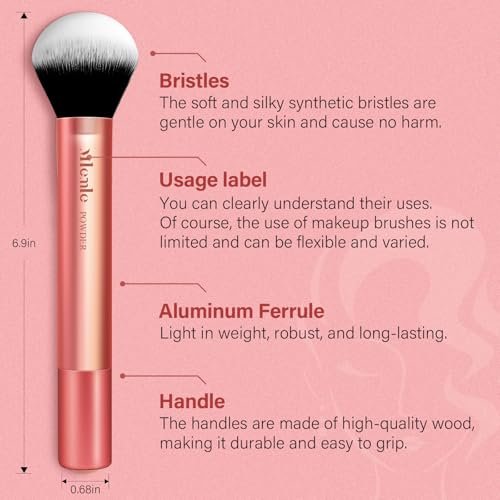 Mlemle Professional 26-Piece Makeup Brushes Set - Rose Gold, Includes 21 Brushes, 2 Powder Puffs, 3 Makeup Sponges - görsel 4