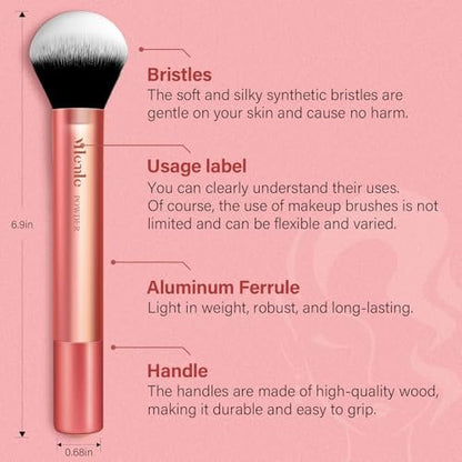 Mlemle Professional 26-Piece Makeup Brushes Set - Rose Gold, Includes 21 Brushes, 2 Powder Puffs, 3 Makeup Sponges
