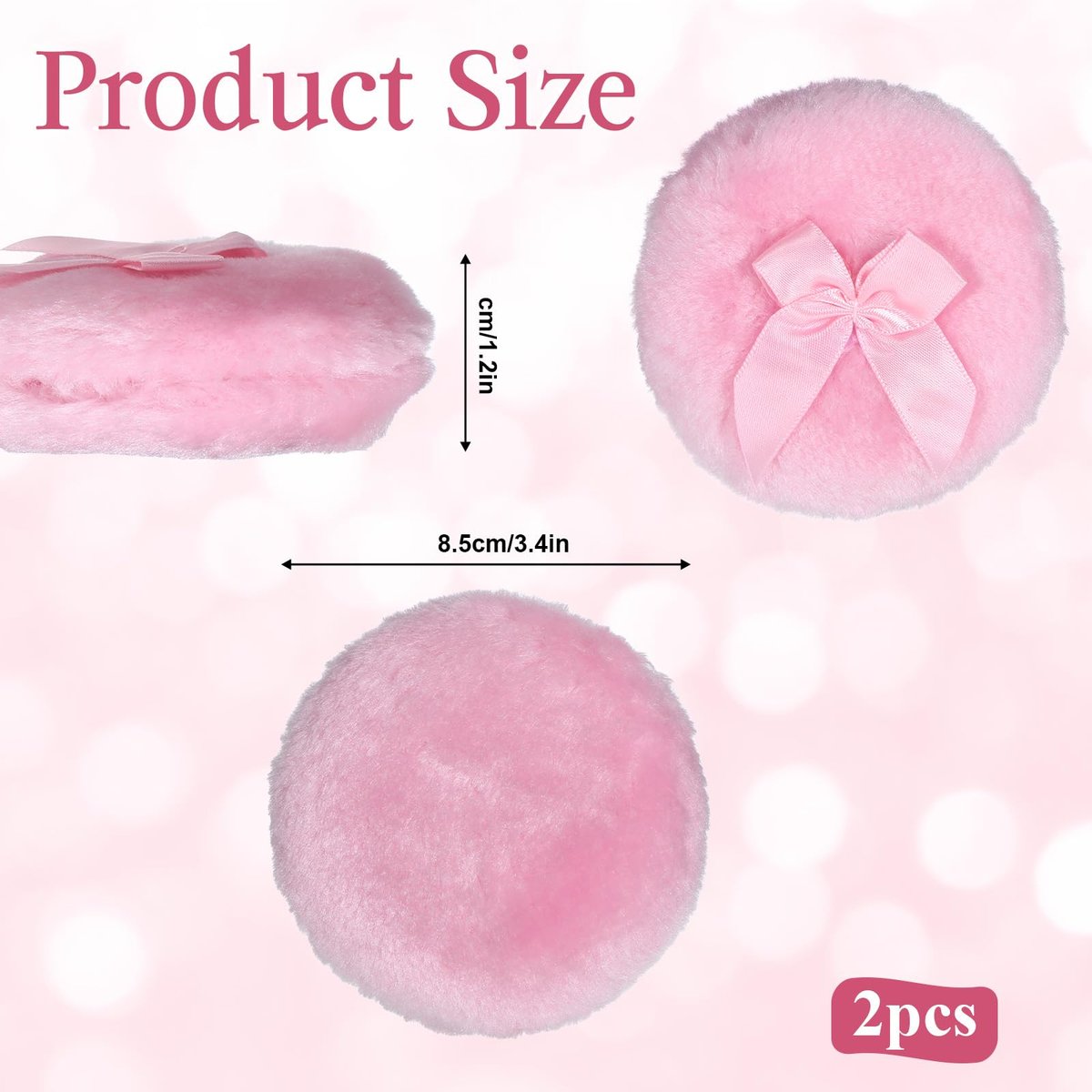 2 Pcs Large Fluffy Powder Puffs - 3.4 Inch Soft Body Powder Puff Washable Reusable Dusting Big Fluffy Puff for Wet Dry Makeup Face Body Avelisse