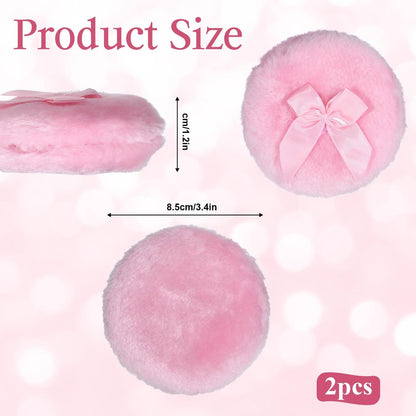 2 Pcs Large Fluffy Powder Puffs - 3.4 Inch Soft Body Powder Puff Washable Reusable Dusting Big Fluffy Puff for Wet Dry Makeup Face Body Avelisse