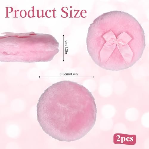 2 Pcs Large Fluffy Powder Puffs - 3.4 Inch Soft Body Powder Puff Washable Reusable Dusting Big Fluffy Puff for Wet Dry Makeup Face Body Avelisse