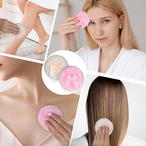 2 Pcs Large Fluffy Powder Puffs - 3.4 Inch Soft Body Powder Puff Washable Reusable Dusting Big Fluffy Puff for Wet Dry Makeup Face Body Avelisse