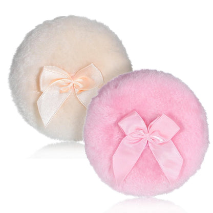 2 Pcs Large Fluffy Powder Puffs - 3.4 Inch Soft Body Powder Puff Washable Reusable Dusting Big Fluffy Puff for Wet Dry Makeup Face Body Avelisse