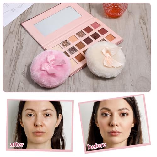 2 Pcs Large Fluffy Powder Puffs - 3.4 Inch Soft Body Powder Puff Washable Reusable Dusting Big Fluffy Puff for Wet Dry Makeup Face Body Avelisse