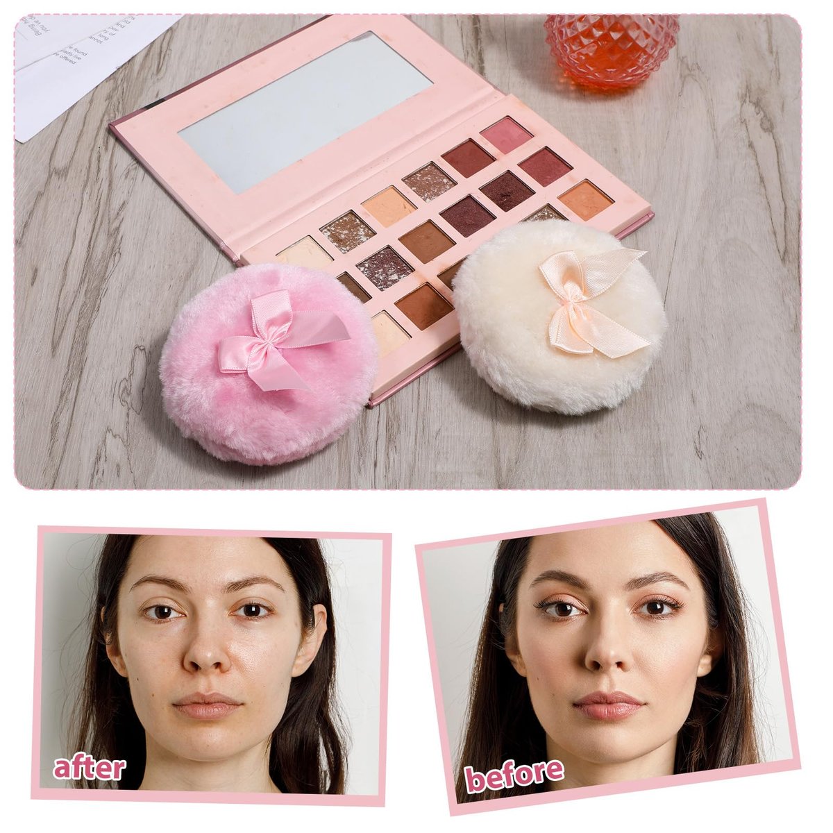 2 Pcs Large Fluffy Powder Puffs - 3.4 Inch Soft Body Powder Puff Washable Reusable Dusting Big Fluffy Puff for Wet Dry Makeup Face Body Avelisse