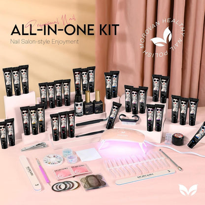 32 Colors Poly Gel Nail Kit for Beginners with UV Light - DIY Gel Extension Set for Home Nail Art, Gift for Women & Girls Avelisse