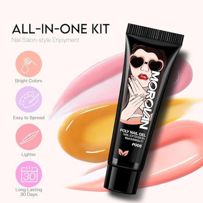 32 Colors Poly Gel Nail Kit for Beginners with UV Light - DIY Gel Extension Set for Home Nail Art, Gift for Women & Girls Avelisse