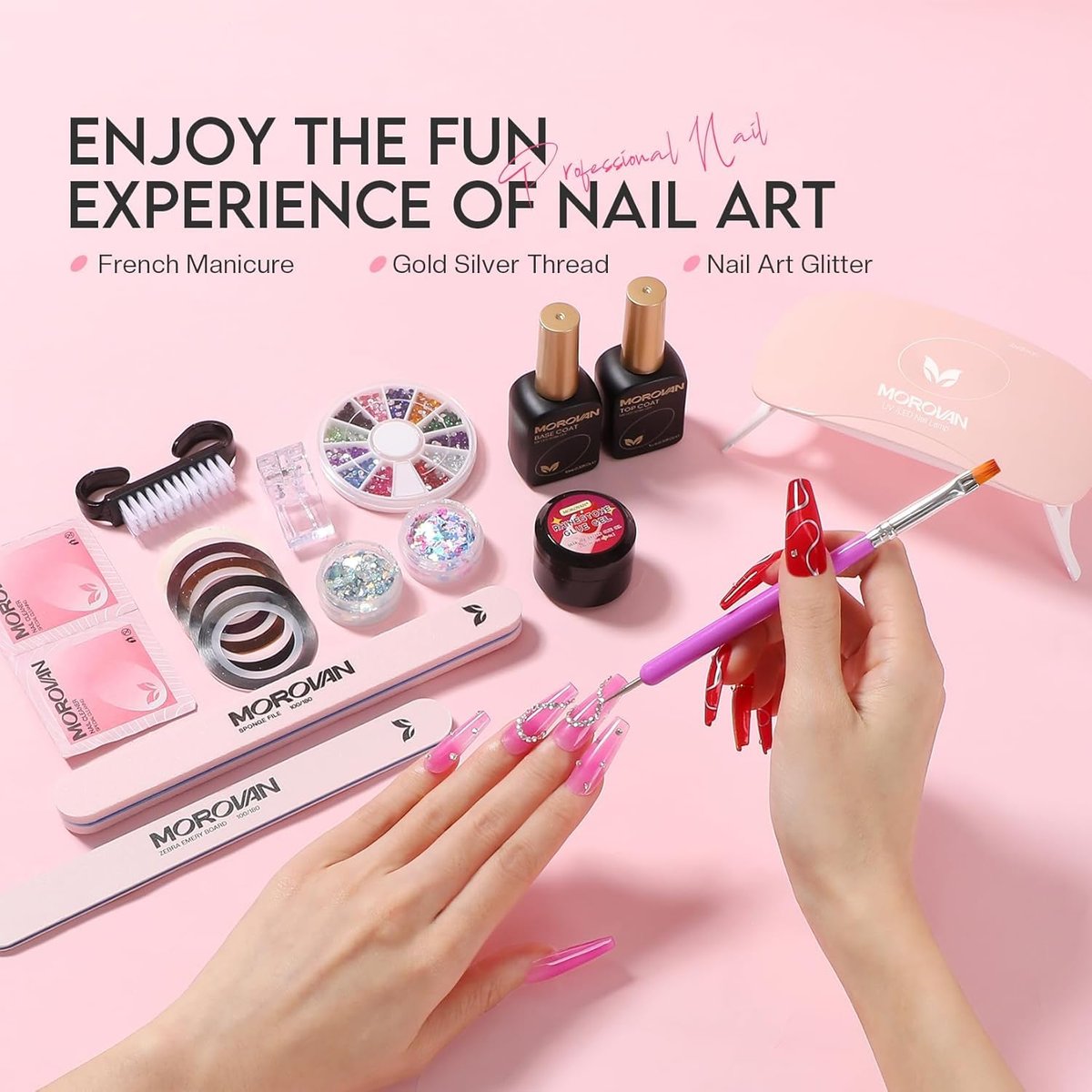 32 Colors Poly Gel Nail Kit for Beginners with UV Light - DIY Gel Extension Set for Home Nail Art, Gift for Women & Girls Avelisse