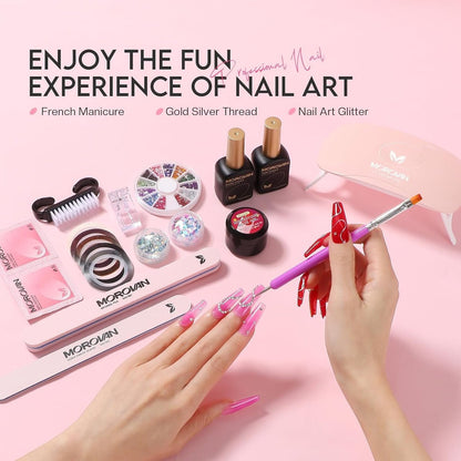 32 Colors Poly Gel Nail Kit for Beginners with UV Light - DIY Gel Extension Set for Home Nail Art, Gift for Women & Girls Avelisse