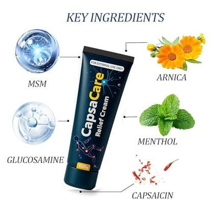 QUZOYU Capsacare Neuropathy Relief Cream - Capsaicin, Arnica, Menthol, MSM & Glucosamine for Feet, Hands, Legs, Muscles, Joints, Waist - Fast Absorption, Mild & Natural Avelisse