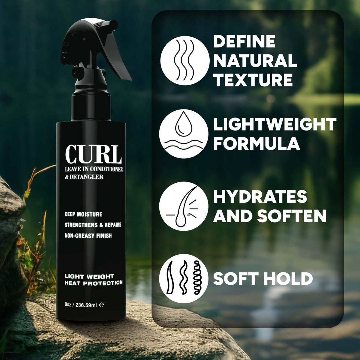 Pacinos Curl Leave In Conditioner and Detangler - Hydrating Curl Conditioner for Daily Use - Frizz Control and Natural Shine - 8 oz Avelisse