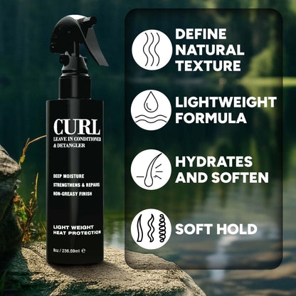 Pacinos Curl Leave In Conditioner and Detangler - Hydrating Curl Conditioner for Daily Use - Frizz Control and Natural Shine - 8 oz Avelisse
