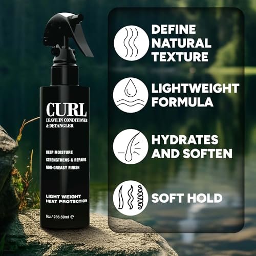 Pacinos Curl Leave In Conditioner and Detangler - Hydrating Curl Conditioner for Daily Use - Frizz Control and Natural Shine - 8 oz Avelisse