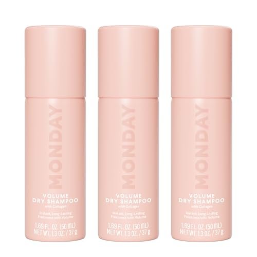 MONDAY HAIRCARE Volume Dry Shampoo with Collagen, Oil-Absorbing for Thin & Fine Hair, 50ml (3 Pack) Avelisse