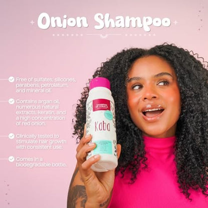 Kaba Onion Shampoo for Hair Growth - Sulfate-Free & Paraben-Free - Stimulates Hair Regrowth, Reduces Hair Loss, Deep Scalp Cleanse for All Hair Types - 500 ML Avelisse