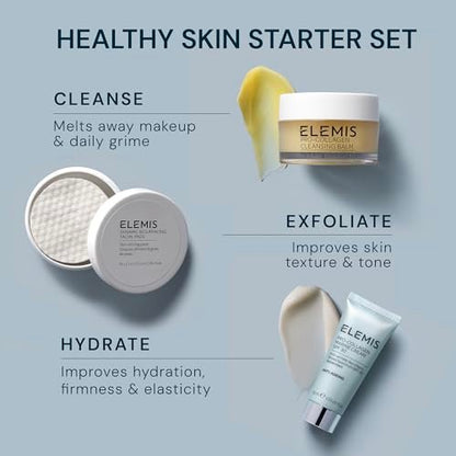 ELEMIS Healthy Skin Exclusive Travel Set - Pro-Collagen Cleansing Balm, Marine Cream SPF 30 & Dynamic Resurfacing Pads - Anti-Aging Hydrating Skincare Travel Kit Avelisse