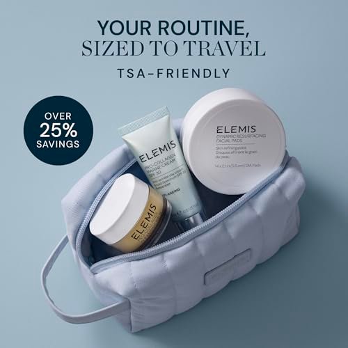 ELEMIS Healthy Skin Exclusive Travel Set - Pro-Collagen Cleansing Balm, Marine Cream SPF 30 & Dynamic Resurfacing Pads - Anti-Aging Hydrating Skincare Travel Kit Avelisse