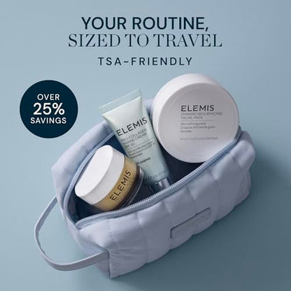 ELEMIS Healthy Skin Exclusive Travel Set - Pro-Collagen Cleansing Balm, Marine Cream SPF 30 & Dynamic Resurfacing Pads - Anti-Aging Hydrating Skincare Travel Kit Avelisse