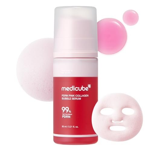medicube PDRN Pink Collagen Bubble Serum - Bubble-to-Glow Firming Serum with 99% Purity PDRN & Low-Molecular Collagen, Lightweight Fast-Absorbing Texture for Radiant Plump Skin, 3.21 fl.oz - görsel 1