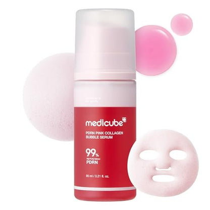 medicube PDRN Pink Collagen Bubble Serum - Bubble-to-Glow Firming Serum with 99% Purity PDRN & Low-Molecular Collagen, Lightweight Fast-Absorbing Texture for Radiant Plump Skin, 3.21 fl.oz