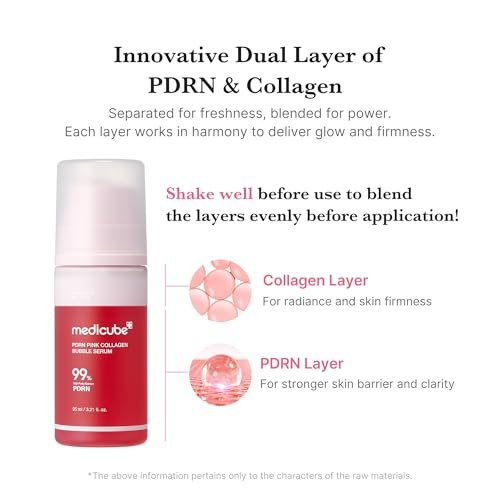 medicube PDRN Pink Collagen Bubble Serum - Bubble-to-Glow Firming Serum with 99% Purity PDRN & Low-Molecular Collagen, Lightweight Fast-Absorbing Texture for Radiant Plump Skin, 3.21 fl.oz - görsel 11