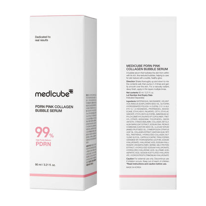 medicube PDRN Pink Collagen Bubble Serum - Bubble-to-Glow Firming Serum with 99% Purity PDRN & Low-Molecular Collagen, Lightweight Fast-Absorbing Texture for Radiant Plump Skin, 3.21 fl.oz