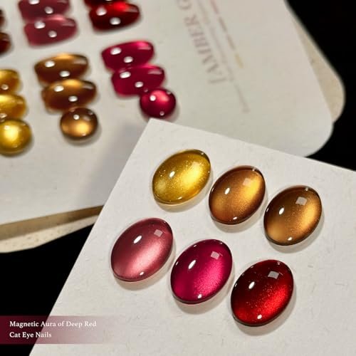 GAOY Glitter Cat Eye Gel Nail Polish Set with Magnet - 6 Colors Gold Red Brown Glitter Holographic, Long Lasting for Home & Salon Manicure (Amber Glow, 0.22 Fl Oz Each) Avelisse