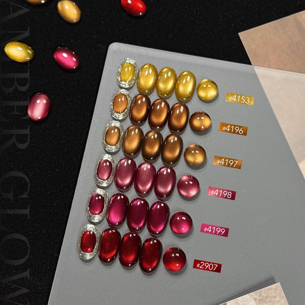 GAOY Glitter Cat Eye Gel Nail Polish Set with Magnet - 6 Colors Gold Red Brown Glitter Holographic, Long Lasting for Home & Salon Manicure (Amber Glow, 0.22 Fl Oz Each) Avelisse