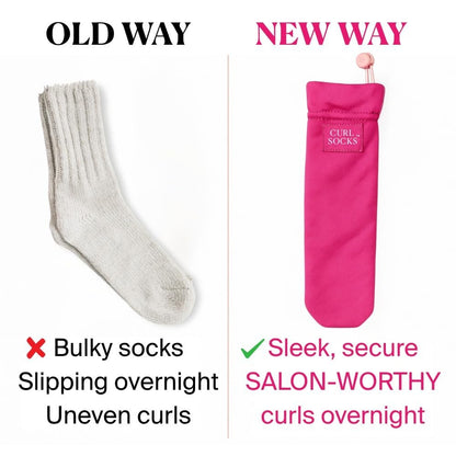 Curl Socks Heatless Hair Curler Set – 4-Piece Satin & Cotton Overnight Curlers for Heatless Curls, Secure Toggle, Reusable Hair Accessories for Women (Fuchsia Pink) Avelisse