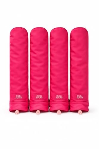 Curl Socks Heatless Hair Curler Set – 4-Piece Satin & Cotton Overnight Curlers for Heatless Curls, Secure Toggle, Reusable Hair Accessories for Women (Fuchsia Pink) Avelisse