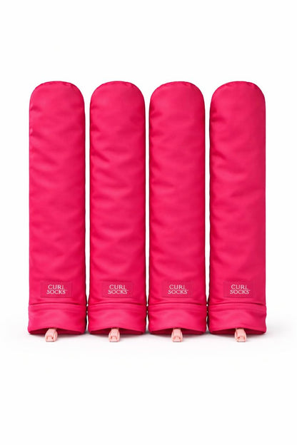 Curl Socks Heatless Hair Curler Set – 4-Piece Satin & Cotton Overnight Curlers for Heatless Curls, Secure Toggle, Reusable Hair Accessories for Women (Fuchsia Pink) Avelisse
