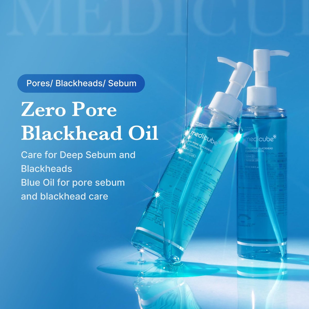 medicube Zero Pore Blackhead Cleansing Oil - Makeup Remover & Daily Moisture Facial Cleanser for All Skin Types, Low-Irritation Korean Skin Care (205ml / 6.93 fl.oz) Avelisse
