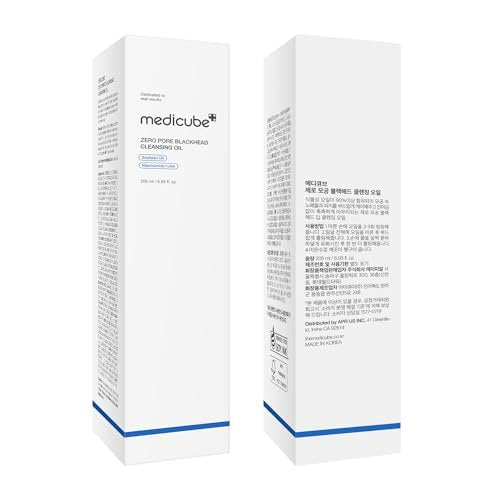medicube Zero Pore Blackhead Cleansing Oil - Makeup Remover & Daily Moisture Facial Cleanser for All Skin Types, Low-Irritation Korean Skin Care (205ml / 6.93 fl.oz) Avelisse