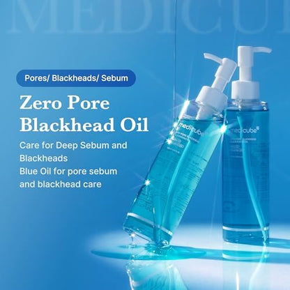 medicube Zero Pore Blackhead Cleansing Oil - Makeup Remover & Daily Moisture Facial Cleanser for All Skin Types, Low-Irritation Korean Skin Care (205ml / 6.93 fl.oz) Avelisse