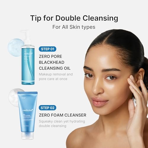 medicube Zero Pore Blackhead Cleansing Oil - Makeup Remover & Daily Moisture Facial Cleanser for All Skin Types, Low-Irritation Korean Skin Care (205ml / 6.93 fl.oz) Avelisse