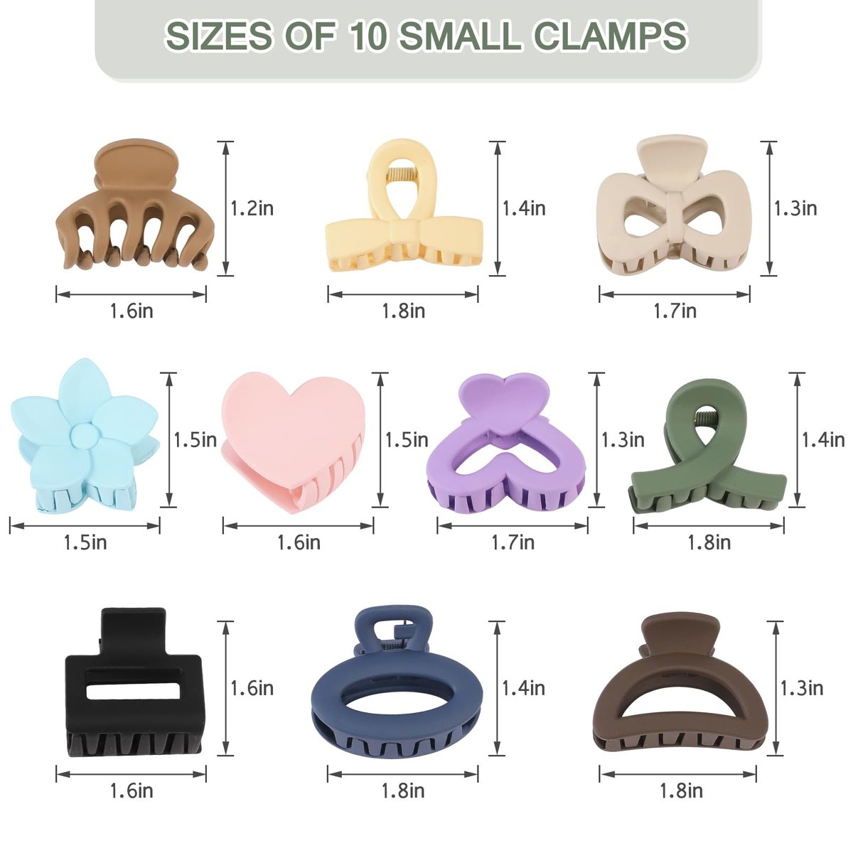 10 Pack Mini Hair Clips 1.5 Inch Small Claw Clips for Women Girls 10 Styles Nonslip Matte Hair Accessories Avelisse