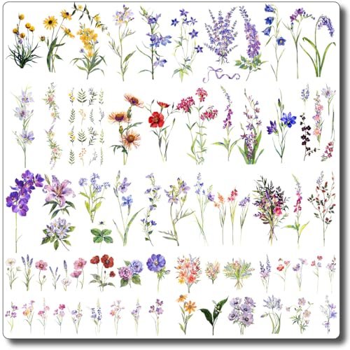 CHARLENT 40 Sheets Watercolor Flower Temporary Tattoos for Women - Tiny Wildflower Fake Tattoo Stickers for Body Neck Hand - görsel 2