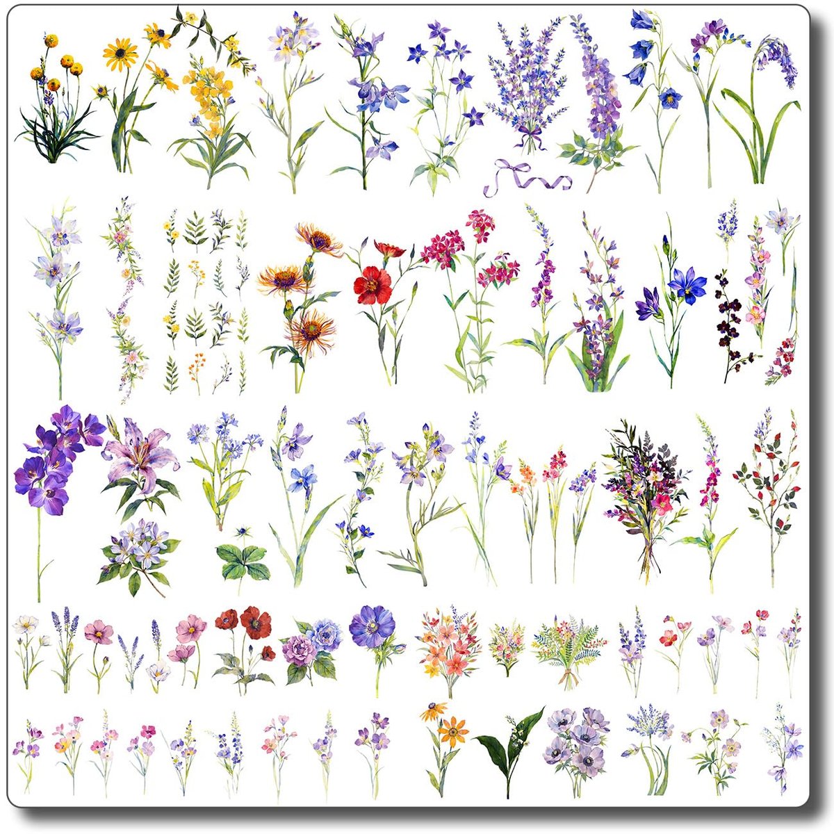 CHARLENT 40 Sheets Watercolor Flower Temporary Tattoos for Women - Tiny Wildflower Fake Tattoo Stickers for Body Neck Hand - görsel 1