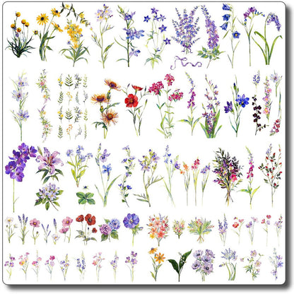 CHARLENT 40 Sheets Watercolor Flower Temporary Tattoos for Women - Tiny Wildflower Fake Tattoo Stickers for Body Neck Hand