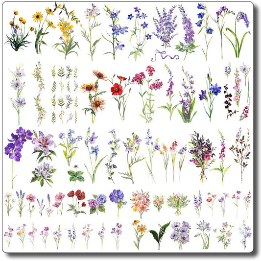 CHARLENT 40 Sheets Watercolor Flower Temporary Tattoos for Women - Tiny Wildflower Fake Tattoo Stickers for Body Neck Hand